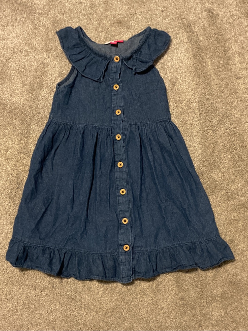Penelope Mack Navy Button-Front Ruffle Collar Dress